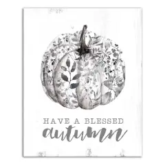 Blessed Floral Pumpkin Canvas Wall Art