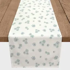 90" Daisy Pattern Cotton Twill Table Runner Blue