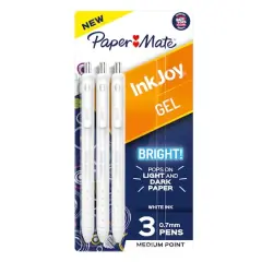 Paper Mate&reg; InkJoy&reg; 0.7mm Bright! White Gel Pens, 3ct.
