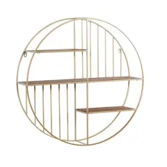 Gold Metal Modern Wall Shelf, 28" x 28" x 7"