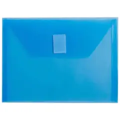 JAM Paper 5.5" x 7.5" Plastic Hook & Loop Closure Envelopes, 12ct. Blue