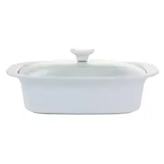 Gibson Elite&reg; 2.7qt. White Ceramic Casserole with Glass Lid