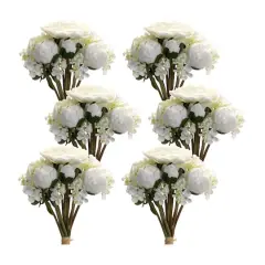 16.75" White Peony & Hydrangea Floral Bouquets, 6ct.