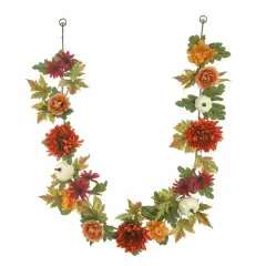 6ft. Orange & Yellow Mum, Hydrangea & Pumpkin Garland by Ashland&reg;