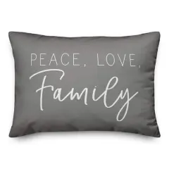 20" x 14" Peace Love Family Versatile Throw Pillow Gray