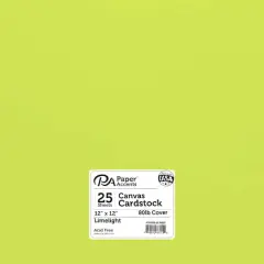 PA Paper&trade; Accents 12" x 12" 80lb. Canvas Cardstock Paper, 25 Sheets Limelight