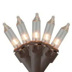 50ct. Clear Mini Christmas String Lights with Brown Wire