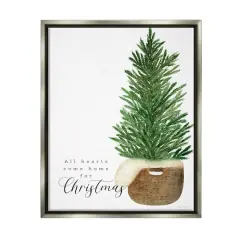 Stupell Industries All Hearts Home For Christmas Phrase Floater Canvas Wall Art Gray