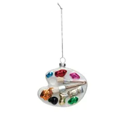 Hello Honey&reg; 3.75" Multicolor Glass Paint Palette Ornament