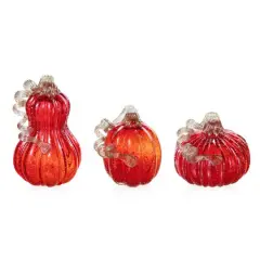 Glitzhome&reg;Red Glass Pumpkin & Gourd Set