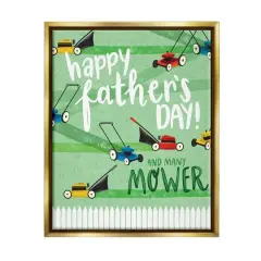 Stupell Industries Happy Father's Day Lawn Mowers Floater Framed Art Gold