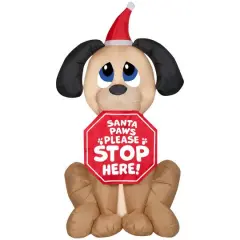 5ft. Airblown&reg; Inflatable Christmas Dog with Santa Paws Sign