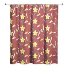 Spring Pattern Shower Curtain Red