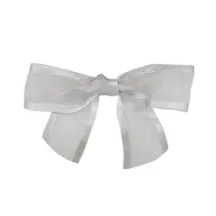 JAM Paper 7/8" Sheer Satin Edge Twist Tie Bows, 100ct. Silver