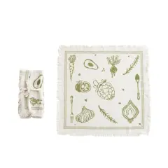 Hello Honey&reg; Green Vegetable Cotton & Linen Napkins with Fringe, 4ct.