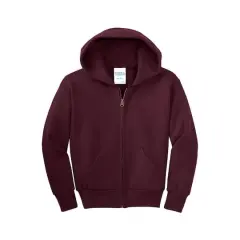 Port & Company&reg; Youth Core Fleece Full-Zip Hooded Sweatshirt Maroon