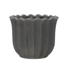 Hello Honey&reg; 6" Matte Black Reactive Glaze Flower Stoneware Planter