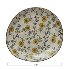 Hello Honey&reg; 7.5" Hand-Painted Floral Pattern Stoneware Plate Set