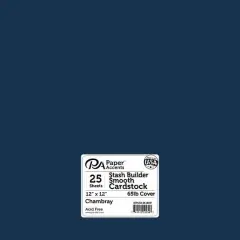 PA Paper&trade; Accents Stash Builder 12" x 12" 65lb. Smooth Cardstock, 25 Sheets Chambray