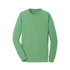 Port & Company&reg; Beach Wash&reg; Garment-Dyed Long Sleeve Pocket T-Shirt Safari