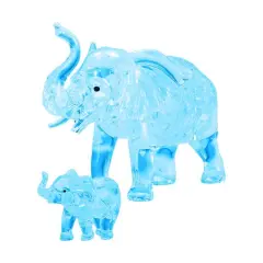 3D Crystal Puzzle - Elephant and Baby (Blue): 46 Pcs