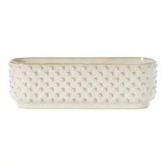 Hello Honey&reg; 15" White Stoneware 3 Section Window Planter