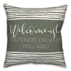 18" x 18" Welcome-ish Throw Pillow Sage