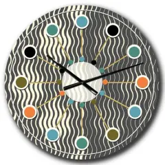 Designart 'Retro Geometrical Abstract Minimal Pattern V Mid-Century Modern Wall Clock