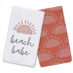 Beach Babe Tea Towel Set Pink