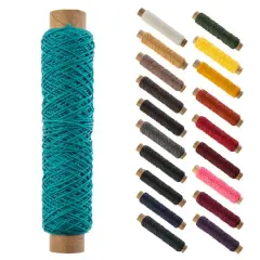 Gudebrod 0.018" 3 Ply Waxed Thread Bobbin, 75ft. Turquoise