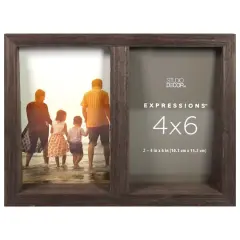 Expressions&trade; 2 Opening 4" x 6" Walnut Angled Collage Frame by Studio D&eacute;cor&reg;