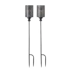 40" Silver Candle Holder Metal Garden Stake, 4ct.