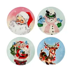 8" Pastel Holiday Ceramic Plate Set 