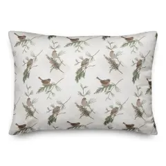 White Pine & Birds Throw Pillow