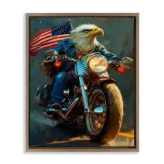 Stupell Industries Patriotic Eagle Motorcycle Floater Framed Art Brown