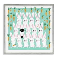 Stupell Industries Cat Mixed with Bunnies Framed Giclee Art Gray