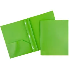 JAM Paper 9.5" x 11" Plastic 2 Pocket School POP Folders with Clasps, 6ct. Lime Green