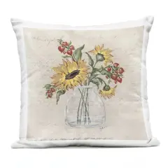 Stupell Industries Autumn Sunflowers Vintage Vase Outdoor Printed Pillow