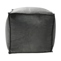 Hello Honey&reg; 18" Modern Boho Cotton Velvet Pouf Dark Gray