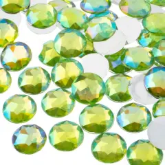 John Bead 16mm AB Acrylic Round Flat Back Rhinestones, 200ct. Peridot AB