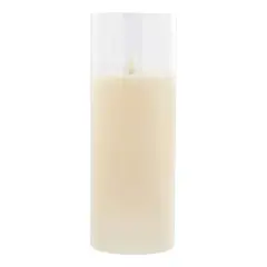 3" x 8" Flickering Flame LED Glass Wax Candle by Ashland&reg; Ivory