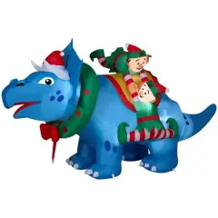 Airblown&reg; 8.5ft. Christmas Inflatable Triceratops with Elves 