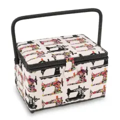 Dritz&reg; Large Pink Sewing Machines Sewing Basket