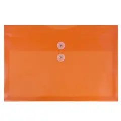 JAM Paper 9.75" x 14.5" Button & String Tie Closure Plastic Envelopes, 12ct. Orange