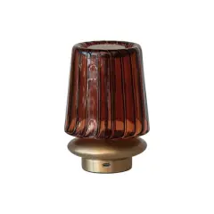 Hello Honey&reg; 6.5" Antique Brass Finish Reclaimed Glass & Metal Touch Sensor LED Table Lamp