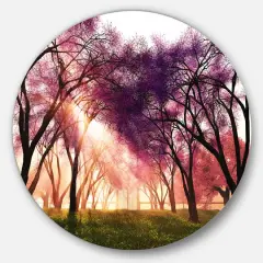 Designart - Cherry Blossoms Japan Garden' Disc Landscape Metal Circle Wall Art