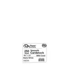 PA Paper&trade; Accents 8.5" x 11" 80lb. Matte White Smooth Cardstock, 250 Sheets