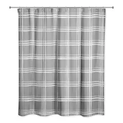 Plaid Shower Curtain Gray and White