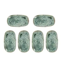 Hello Honey&reg; 14.75" Green Stoneware Platters with Reactive Crackle Glaze, 6ct.