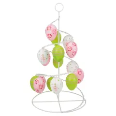 Pastel Pink, White and Green Floral Cut-Out Easter Egg Tree